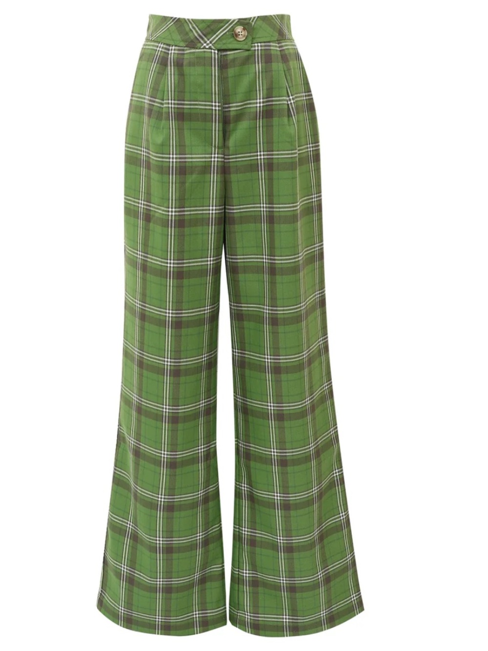 FRNCH Juline Woven Green Wide Leg Trousers Size S Parisian Quiet Luxury
